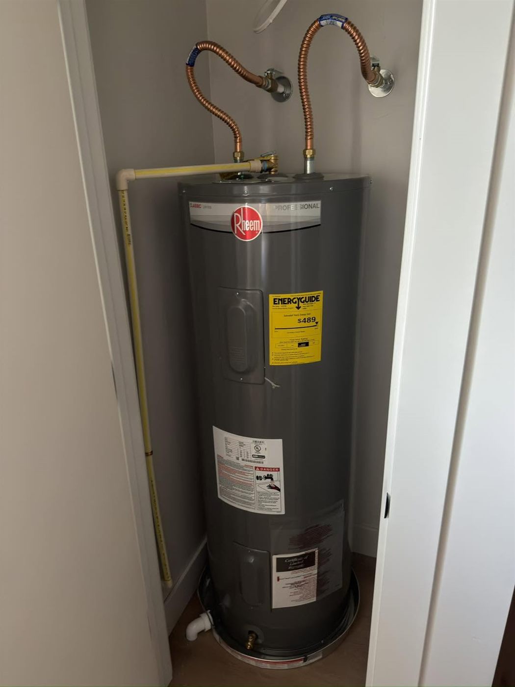 Clean tank water heater install