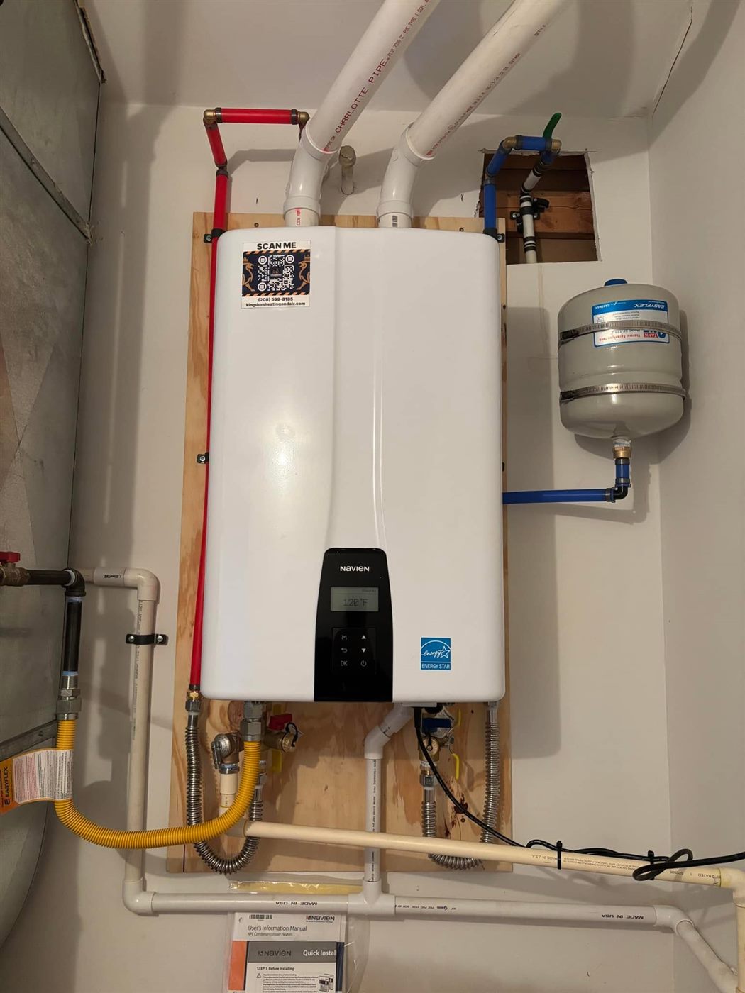 Wall-mounted tankless water heater install