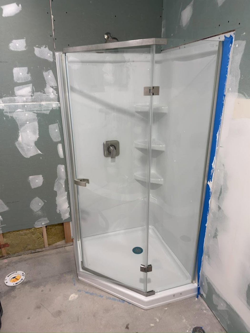 New corner shower stall install