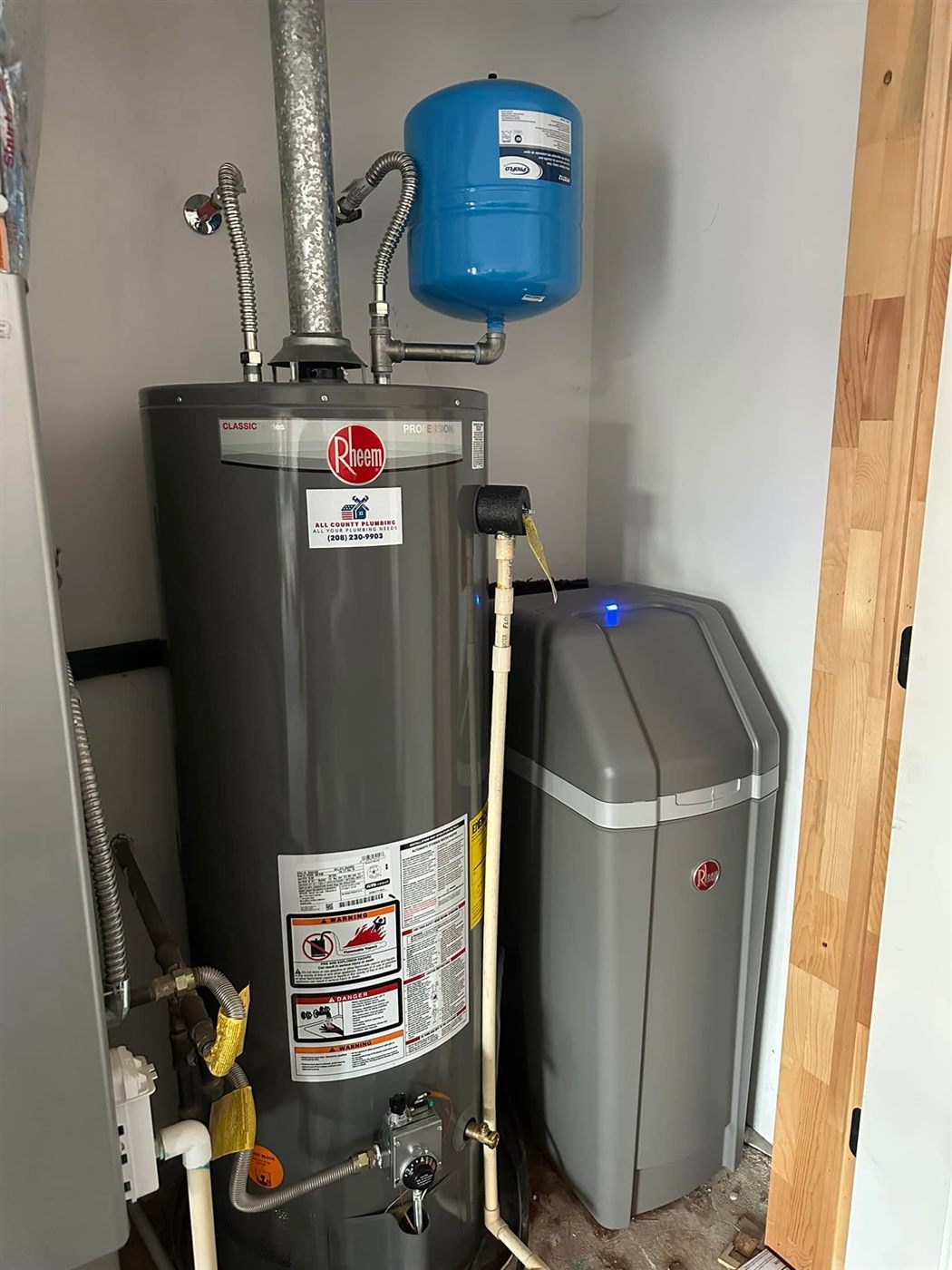 Water heater and softener installed together