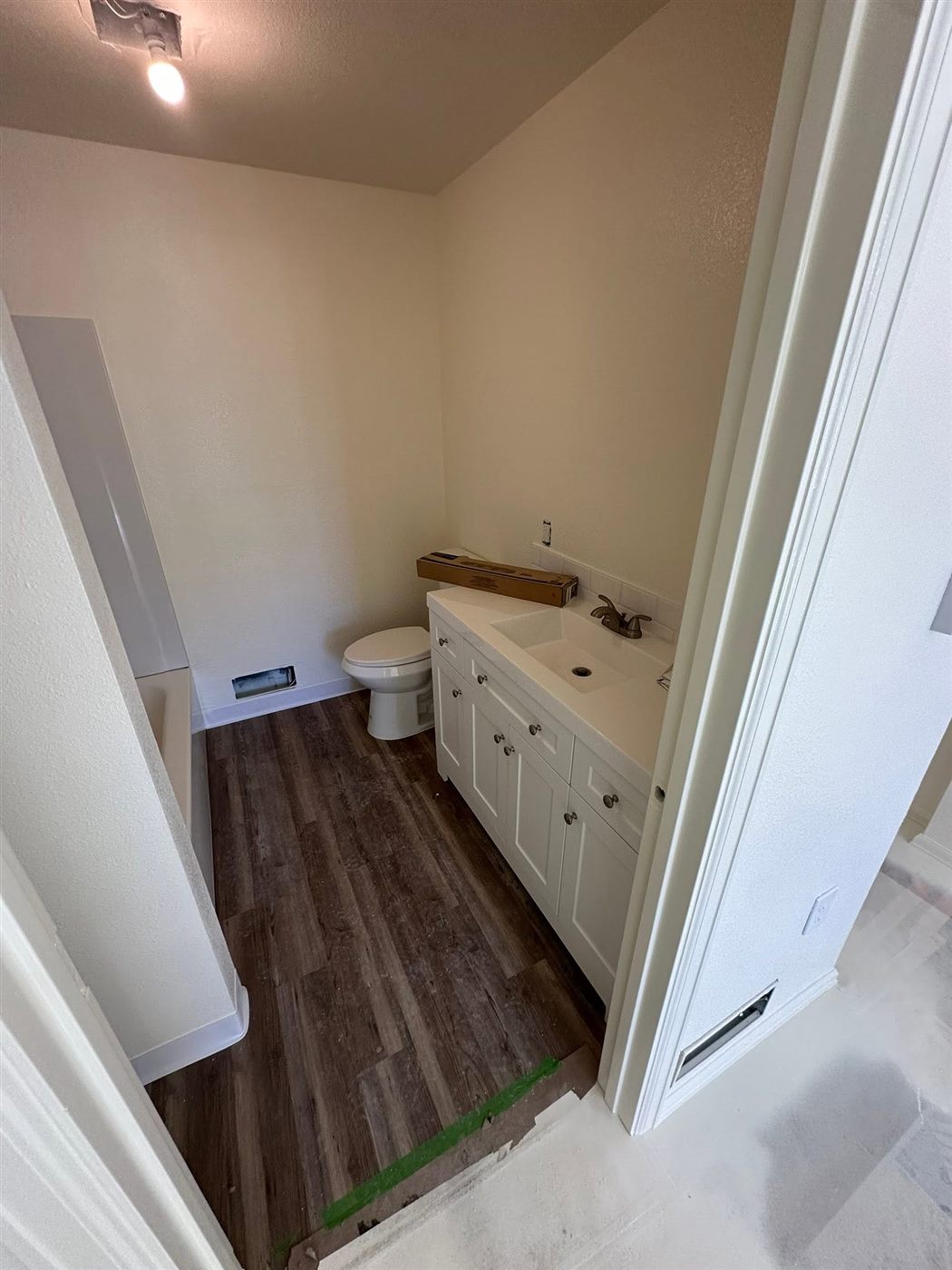 Finished bathroom vanity and toilet