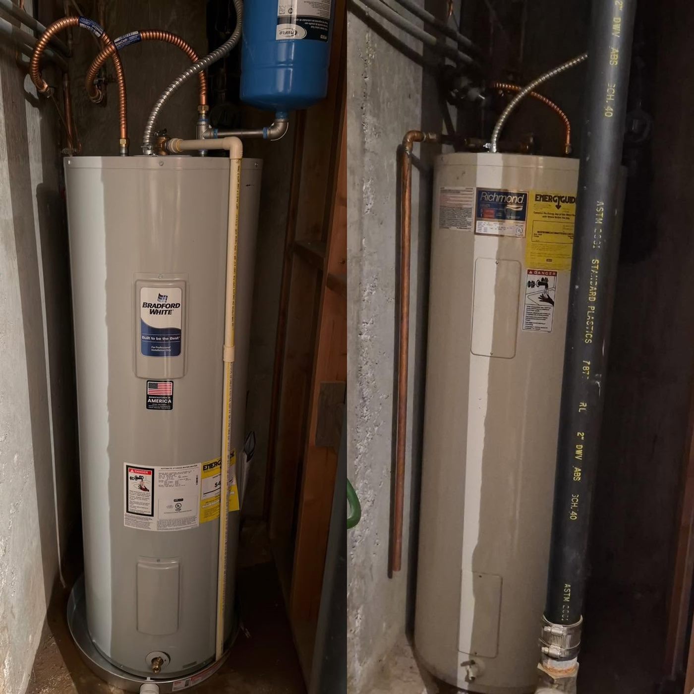 Water heater install with copper and expansion tank